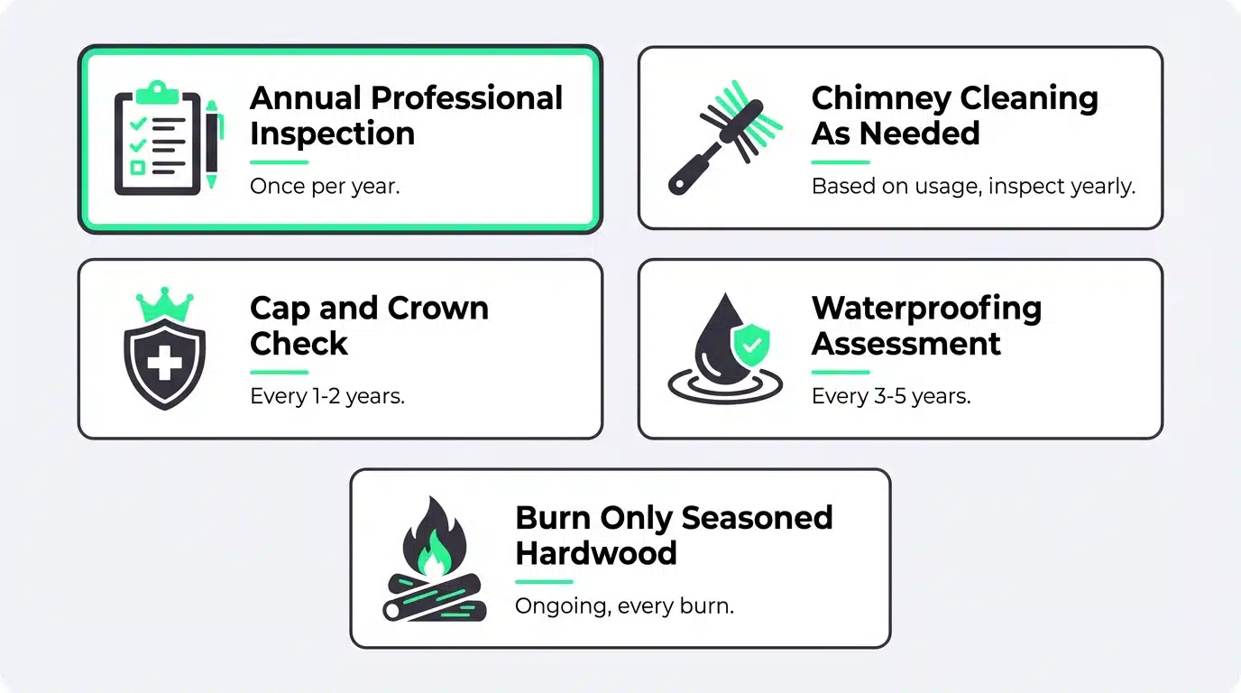 Chimney maintenance checklist and seasonal framework for Houston homeowners