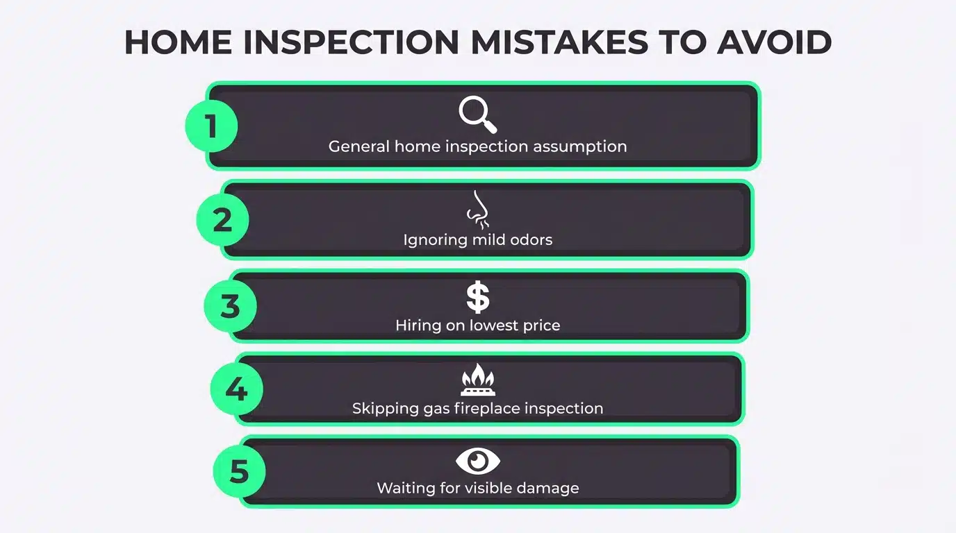 Illustration of common chimney maintenance mistakes made by Houston homeowners