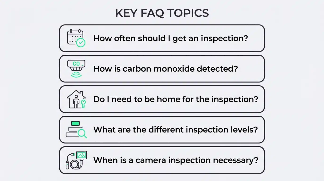 Houston homeowner reviewing frequently asked questions about chimney inspection services